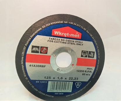 Изображение TARCZA KORUNDOWA DO CICIA STALI TCS-12516 125 mm WKRT-MET KLIMAS