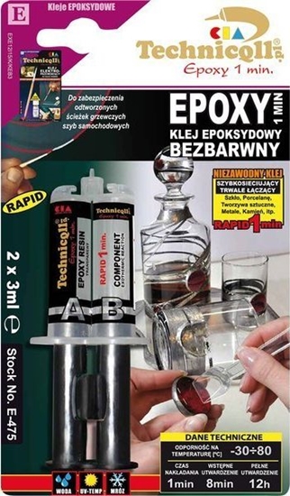 Picture of Technicqll Technicqll - Klej epoksydowy 1 min bezbarwny 2x3ml uniwersalny