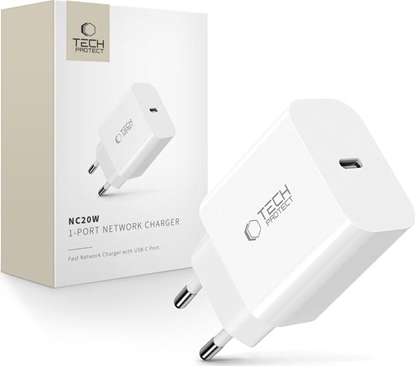 Attēls no Tech-Protect Tech-Protect NC20W wall charger USB-C port - white