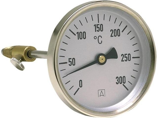 Изображение Termometr bimetaliczny do pomiaru temperatury spalin RT 80, fi80 mm, L 150 mm, 0÷300°C, ax, kl. 2