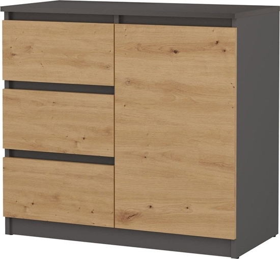 Изображение Topeshop Komoda z szufladami, 1D3S, 80x40x75 cm, antracyt, db artisan, mat