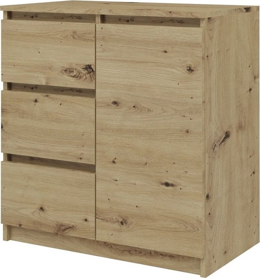 Изображение Topeshop Komoda z szufladami, 1D3S, 80x40x75 cm, db artisan, mat