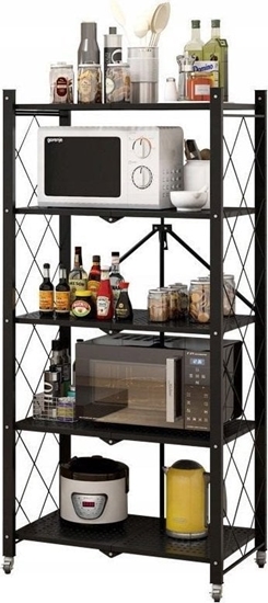 Изображение Topeshop Rega magazynowy, kuchenny, skadany, FS005, 72x34x163 cm, czarny, mat