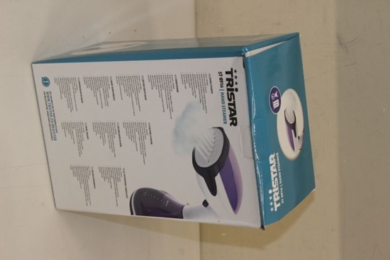 Picture of Tristar SALE OUT. ST-8916 Handheld Garment Steamer, 1200W, water tank capacity 0,26L, Continuous steam 20 g/min., white/purple Garment Steamer ST-8916 Handheld, 1200 W, 0.26 L, 20 g/min, Purple, DAMAGED PACKAGING