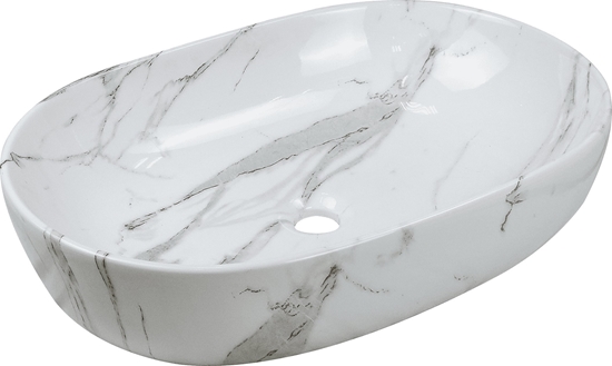 Изображение Umywalka Invena WASHBAS COUNT TEJA 60 OVAL WHITE/MARBLE