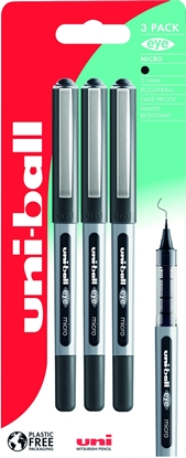 Attēls no Uni-ball eye 150 3 stk sorte Rollerpenne stregbredde 0,2mm micro