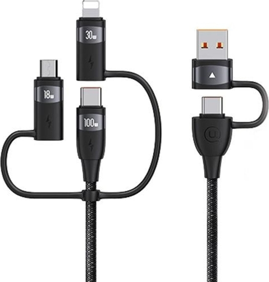 Picture of Usams Kabel USAMS US-SJ645 U85 USB-A+USB-C/USB-C, Lightning, microUSB 6w1 1,2m 100W PD Fast Charge czarny/black