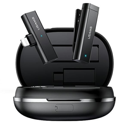 Attēls no USAMS USAMS Bezprzewodowy mikrofon krawatowy ENC 2.4G Wireless Lavalier Microphone Lightning ZB244MKF01 (US-ZB244)