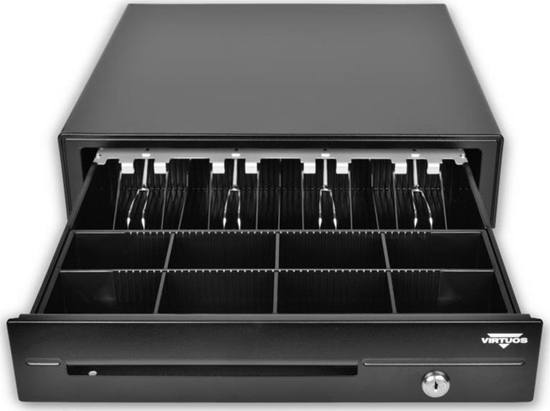 Изображение Virtuos Virtuos pokladní zásuvka C420D - s kabelem, kovové dráky, 9-24V, erná