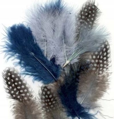 Picture of Vrige Fjer marabou mix 18stk petroleum nuancer