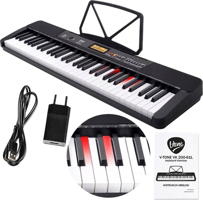 Picture of V-Tone VK 200-61L keyboard klawisze organy dla dzieci do nauki gry LED