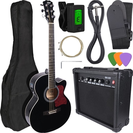 Изображение V-Tone V-TONE EAG SET BK gitara elektroakustyczna + wzmacniacz gitarowy zestaw BLACK