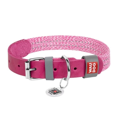 Attēls no Classic Dog collar with QR code Waudog size L pink