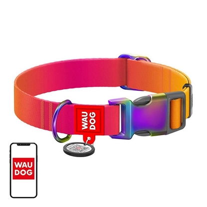Attēls no Nylon collar with QR code for Waudog gradient dog,