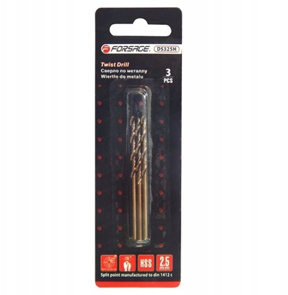 Изображение Wierta do metali 2.5 mm HSS+Co 3 szt k obalt