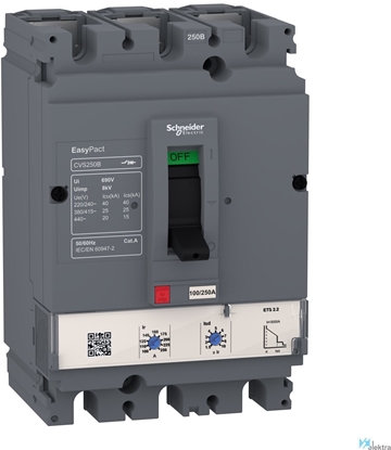 Picture of Wycznik mocy Schneider LV525505 25 kA Compact CVS wyzwalacz ETS 2.2 250A 3P 3D