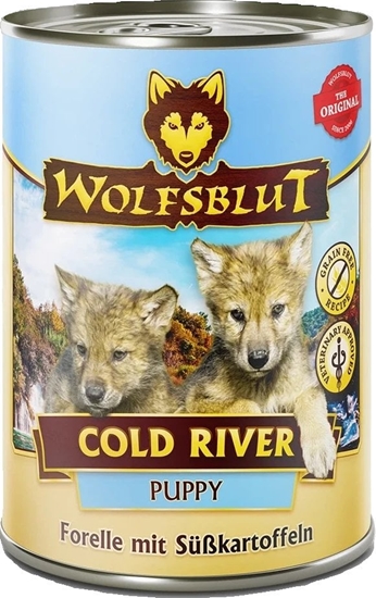 Picture of WOLFSBLUT DOG 395g puszka COLD RIVER      PUPPY  pstrg, bataty