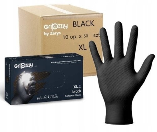 Picture of Zarys Gripzzly - Rkawiczki diagnostyczne, nitrylowe, bezpudrowe, czarne -X L