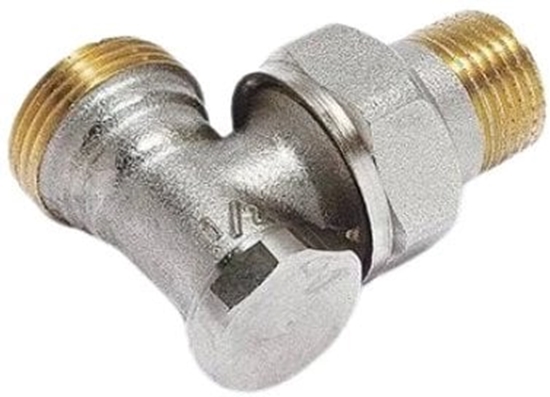 Picture of Zawór gwintowany, ktowy, niklowany; regulacja nastawy i odcicie przepywu 1/2 -3/4Euro