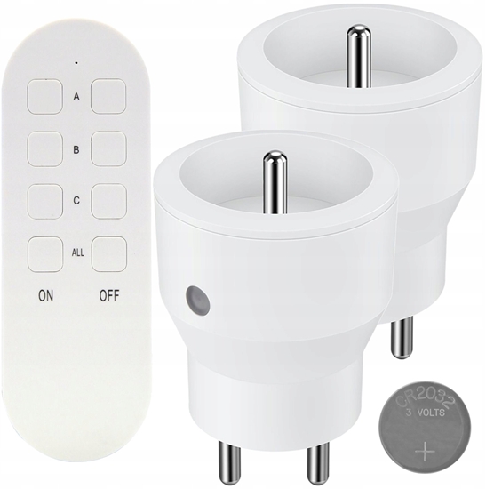 Picture of ZESTAW BEZPRZEWODOWYCH GNIAZD MINI, STEROWANYCH PILOTEM 2+1