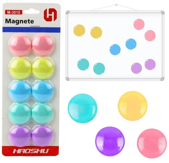 Picture of Zestaw Magnesów Do Tablicy Magnetycznej Kolorowe 10szt 3cm LEAN