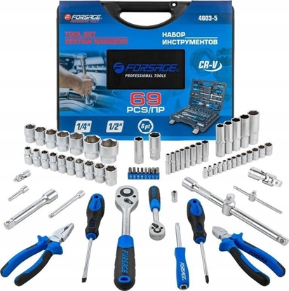 Picture of Zestaw narzdzi Forsage Zestaw narzdzi 69el. 1/4" i 1/2" (4-32mm) (6-ktnych)