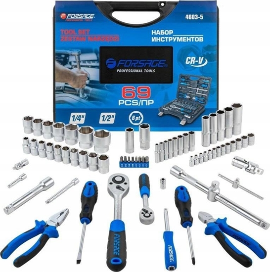 Picture of Zestaw narzdzi Forsage Zestaw narzdzi 69el. 1/4" i 1/2" (4-32mm) (6-ktnych)
