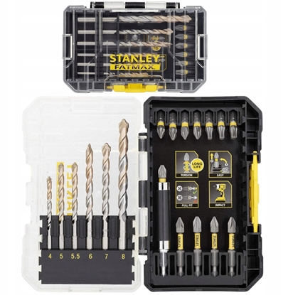 Изображение Zestaw narzdzi Stanley 19-elementowy zestaw do wiercenia w murze i wiercenia udarowego STA88552-XJ