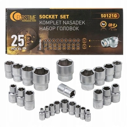 Изображение Zestaw nasadek 1/4" & 1/2" 25el. (4-32mm) (6-ktnych)