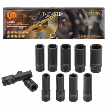 Изображение Zestaw nasadek udarowych gbokich 1/2" 11el. (6-ktnych) (10-24mm)