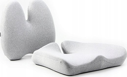 Attēls no Zestaw poduszka l�d�wiowa i poduszka siedziska, ergonomiczna, szary, pianka z efektem pami�ci, Powerton