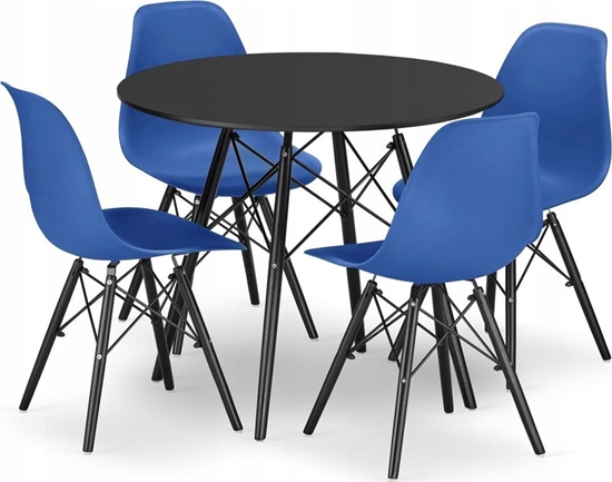 Picture of Zestaw stó okrgy TODI 80 czarny + 4 krzesaOSAKA niebieskie