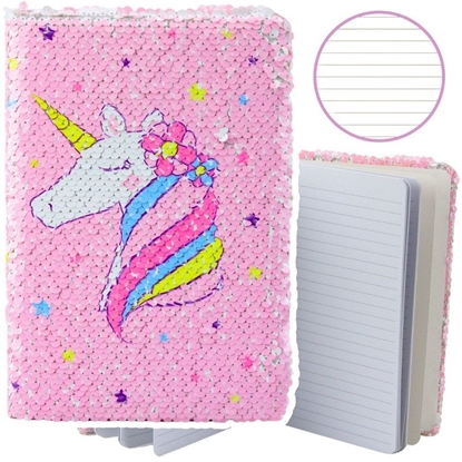 Attēls no Zeszyt Notatnik W Linie Cekiny Dwukolorowe Jednoroec A5 80 Kartek LEAN