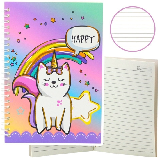 Picture of Zeszyt Notatnik W Linie Kot Jednoroec Kolorowy A5 60 Kartek LEAN