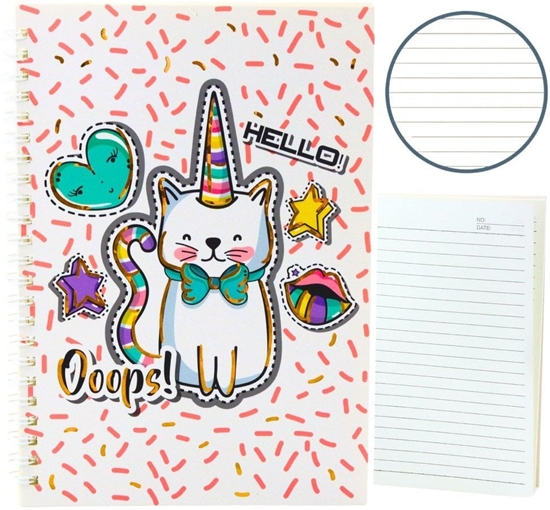 Picture of Zeszyt Notatnik W Linie Kot Jednoroec Róowe Wzory Biay A5 60 Kartek LEAN