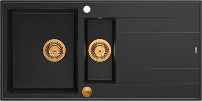 Picture of Zlewozmywak GraniteQ EVAN 156 GraniteQ zlewozmywak z syfonem Push To Open 1,5-komorowy z/o (1000x500x210; kom. 420x480) pure carbon / elementy miedziane