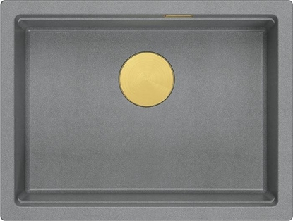 Attēls no Zlewozmywak GraniteQ LOGAN 100 GraniteQ zlewozmywak silver stone 59,5x45,1x21,5 cm 1-komorowy wpuszczany z syfonem manualnym zoty