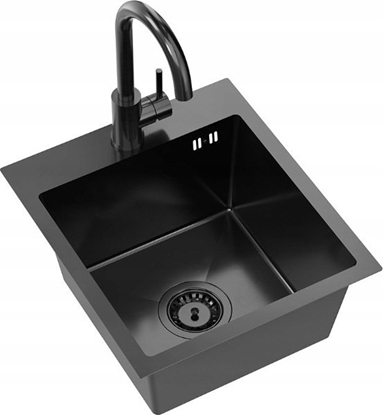 Picture of Zlewozmywak Luke 90 - stalowy, 40x45x20cm, czarny + bateria (ZH4045PVDBLM_3623500_PVDBLM)