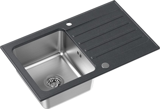 Picture of Zlewozmywak Steiner Kenneth 111 - 78x48 cm, black dotted/stalowy (FUS_K7848CZ-QDR)