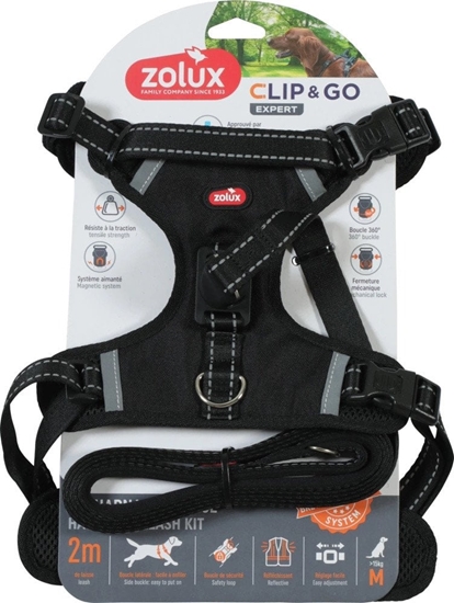 Picture of ZOLUX Zestaw szelki + smycz dla psa CLIP and GO M czarny