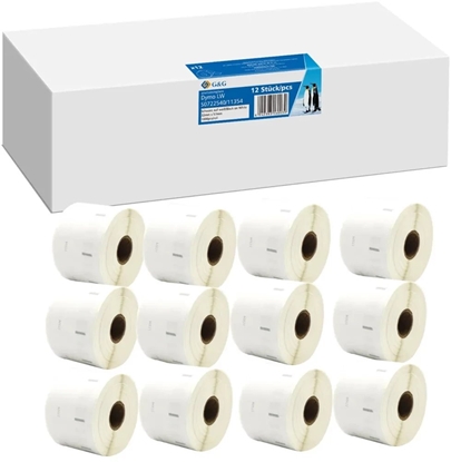 Picture of 12x G&G Etiketten 32mm x 57mm sw komp. m. Dymo 11354/ s0722540