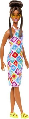 Picture of Lalka Barbie Mattel Fashionistas w kolorowej, szydekowej sukience HJT07