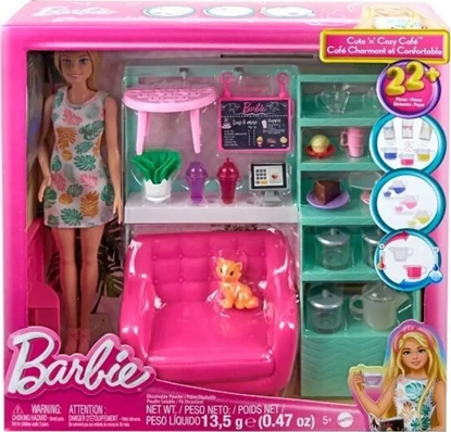 Attēls no Lalka Barbie Mattel Relaks w kafejce Zestaw + lalka HKT94