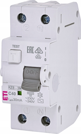 Picture of Etipo Wycznik rónicoprdowy z zabezpieczeniem nadprdowym ETI Polam 002173128 KZS-2M AC C40/0.03/10kA