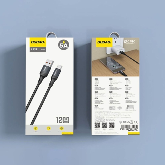Picture of Dudao Dudao L3ST USB-A - USB-C 5A Cable 1.2m Braided - Black