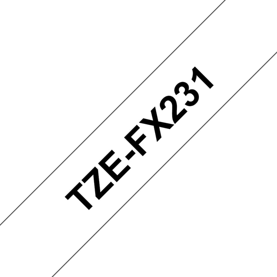 Изображение 	BROTHER TZ FX231 lenta "Flexible" melns uz balta 12mm