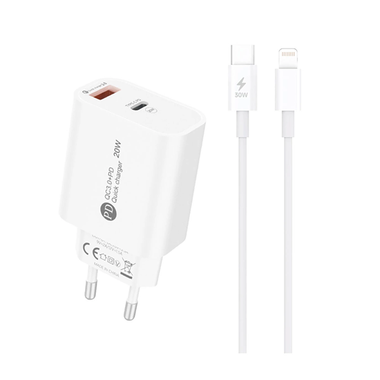 Picture of A6MaxL 20W USB-A USB-C Wall Charger with 1m USB-C 