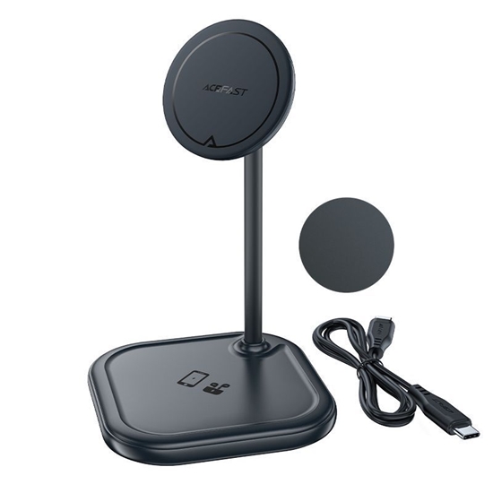Picture of Acefast Acefast 15W Qi Wireless Charger for iPhone (with MagSafe) and Apple AirPods Stand Holder Magnetic Holder Gray (E6 gray)