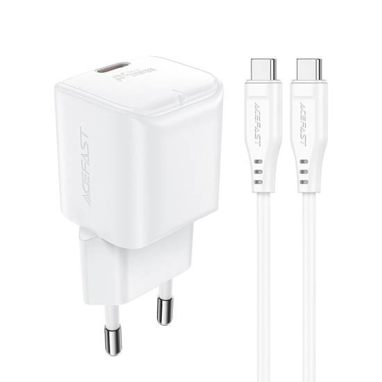 Picture of Acefast Acefast A73 Mini PD 20W GaN wall charger + USB-C cable - white