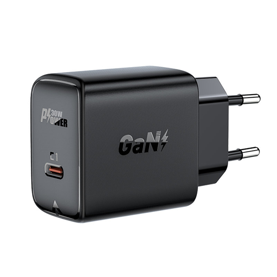 Picture of Acefast Acefast GaN USB Type-C 30W charger, PD, QC 3.0, AFC, FCP black (A21 black)